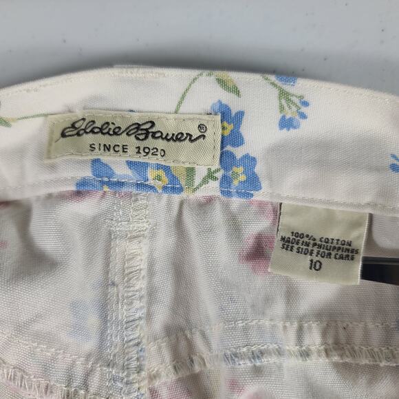 Eddie Bauer White Red Green Blue Floral Vintage Skirt Pockets Size 10 - Picture 3 of 3
